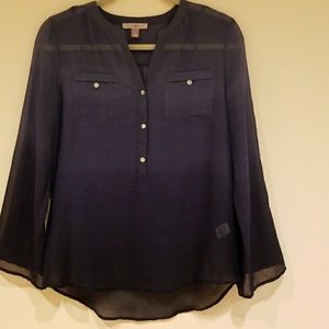 Navy color blouse with tank top underneath